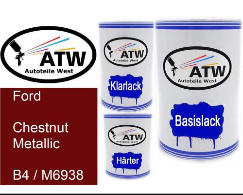 Ford, Chestnut Metallic, B4 / M6938: 500ml Lackdose + 500ml Klarlack + 250ml Härter - Set, von ATW Autoteile West.